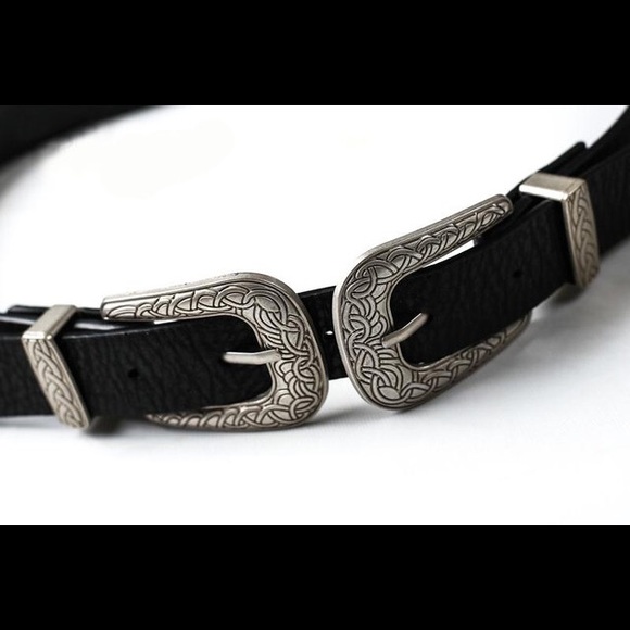 Fashion Vintage Metal Leather Double Waist Belt - Picture 6 of 8